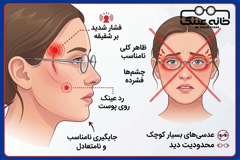 تاثیرات استفاده از فریم و سایز نامناسب عینک برای صورت کوچک