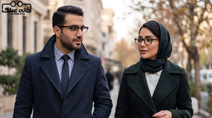 ست عینک با لباس یقه های برگردان، کت و پیراهن های رسمی
